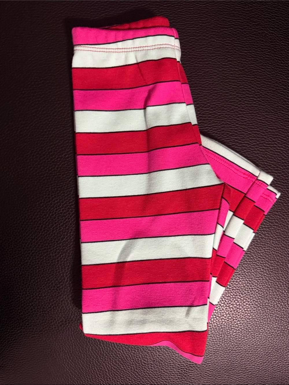 okie dokie Pink, Red & White Striped Girls' Fleece-lined Leggings